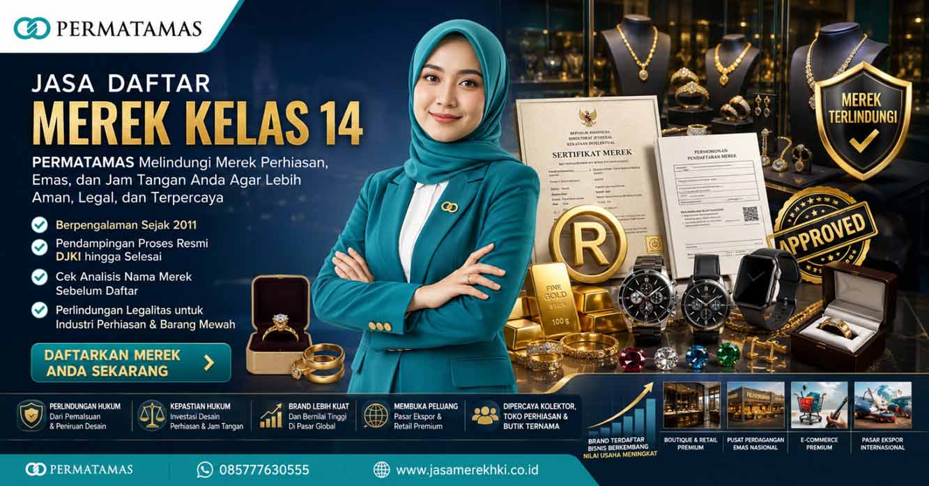 Jasa Pendaftaran Merek Kelas 14 Perhiasan, Jam Tangan, Logam Mulia, Batu Permata, dan Aksesori Mewah Resmi PERMATAMAS