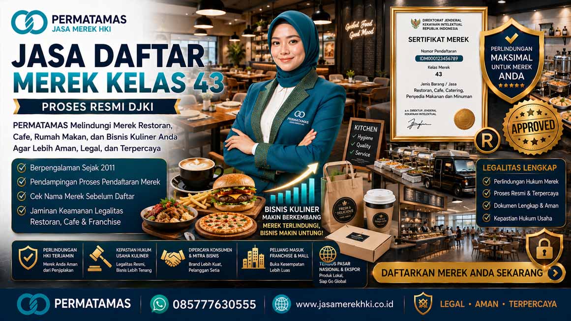 Kelas 43 Merek HAKI: Restoran, Kafe & Hotel | PERMATAMAS
